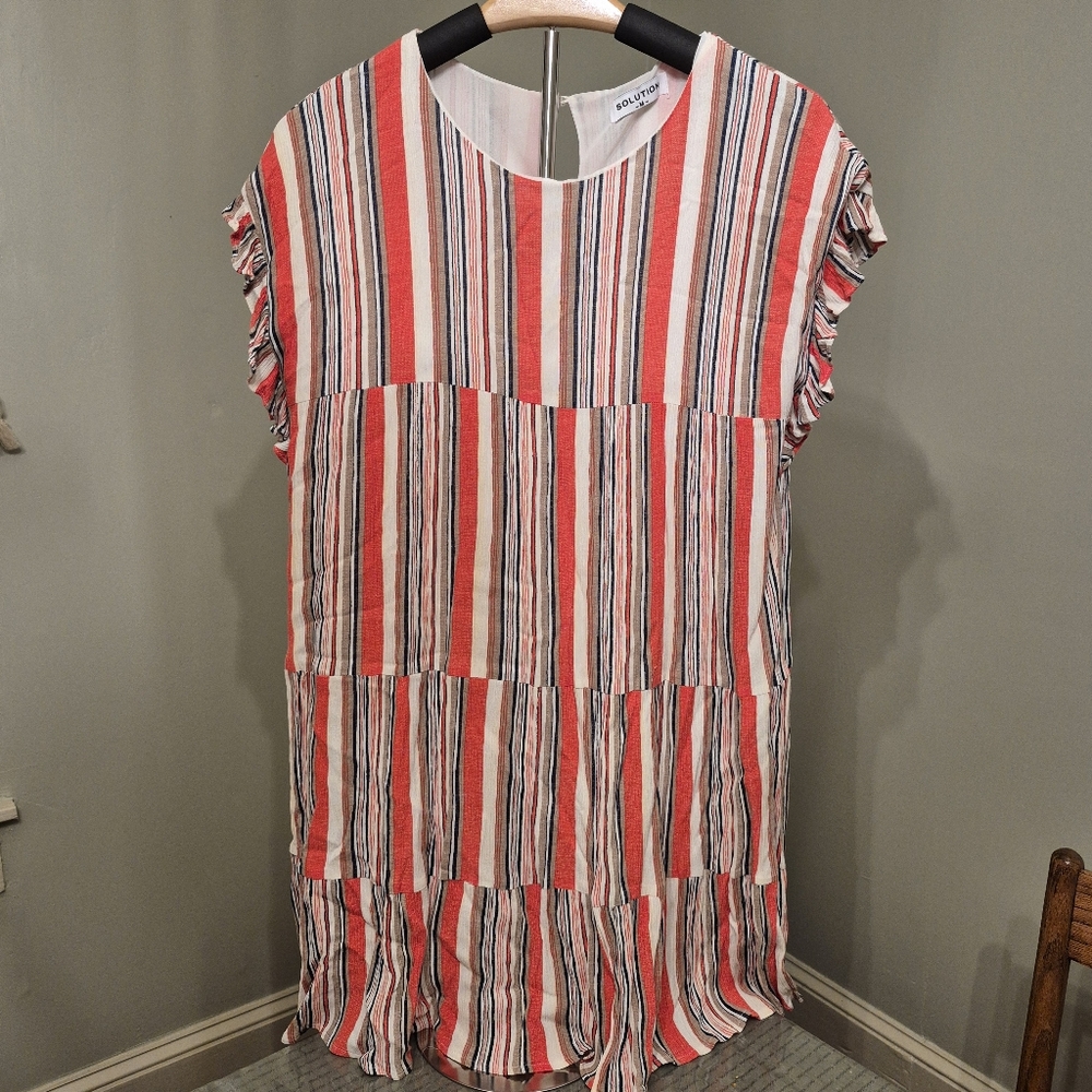 Solution Coral and White Striped Tunic